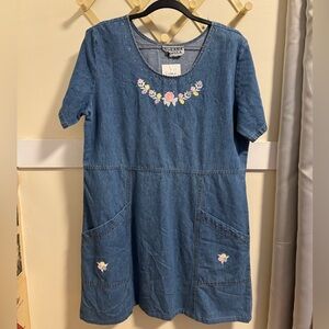 Embroidered Denim Dress